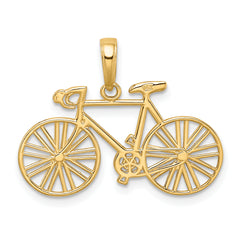 14K Gold Polished Bicycle Charm for Men  Solid Cast Design
