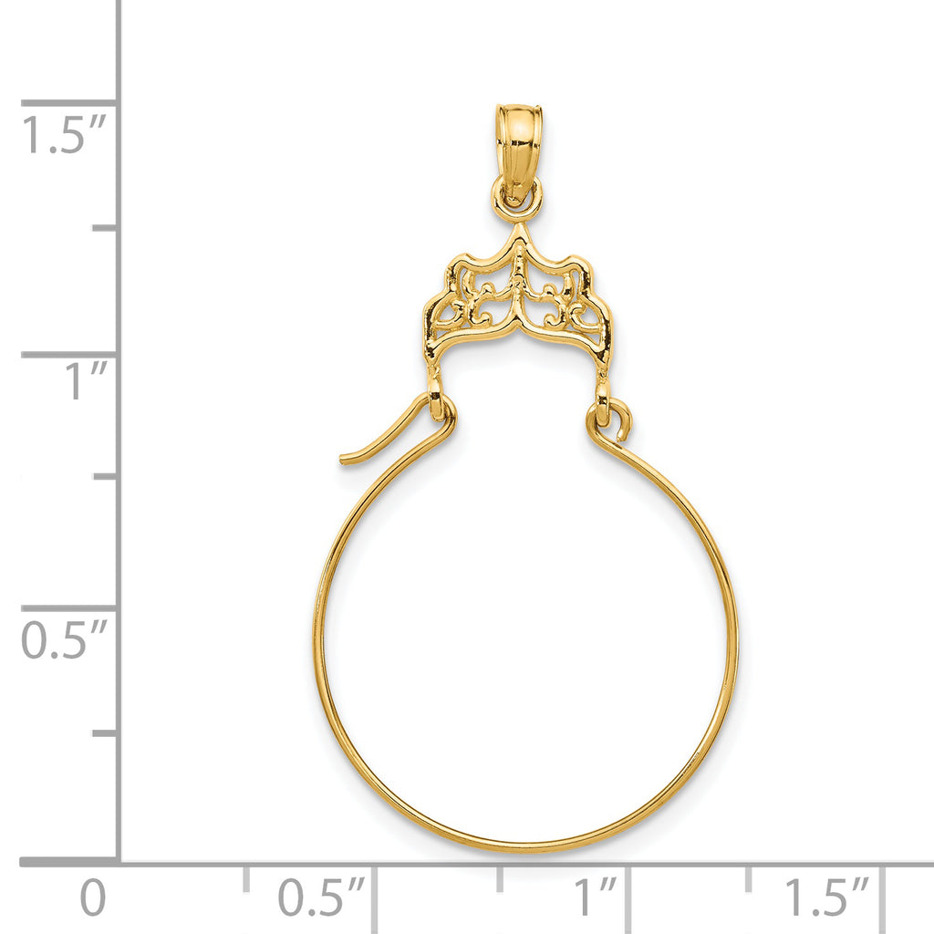 14K Gold Filigree Charm Holder Pendant with Elegant Vintage Design