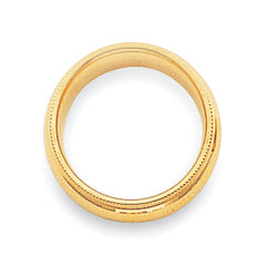 14k Yellow Gold 4mm Milgrain Half Round Comfort Fit Wedding Band Size 4 - 4