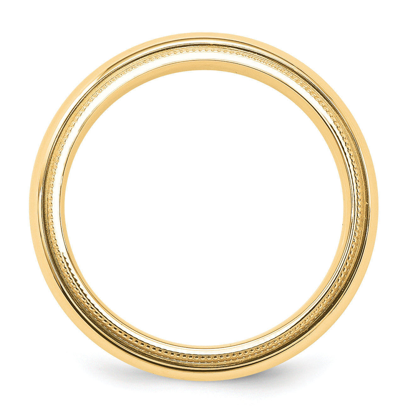 14k Yellow Gold 5mm Milgrain Half Round Comfort Fit Wedding Band Size 4 - 4