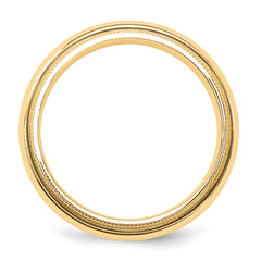 14k Yellow Gold 6mm Milgrain Half Round Comfort Fit Wedding Band Size 4 - 4
