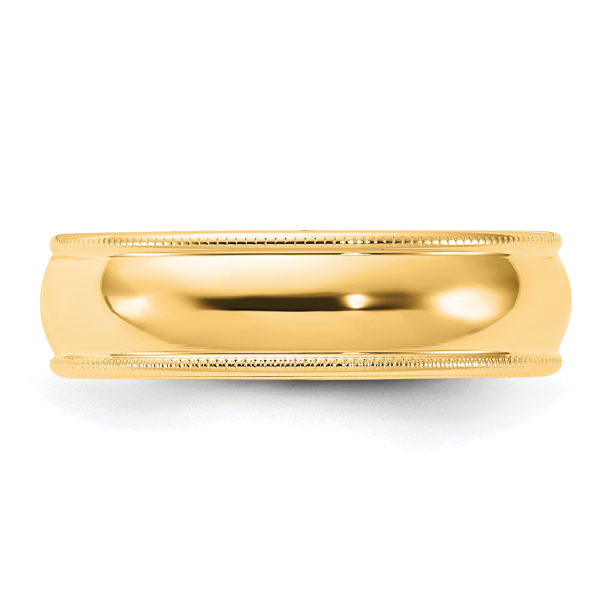 14k Yellow Gold 6mm Milgrain Half Round Comfort Fit Wedding Band Size 4 - 4