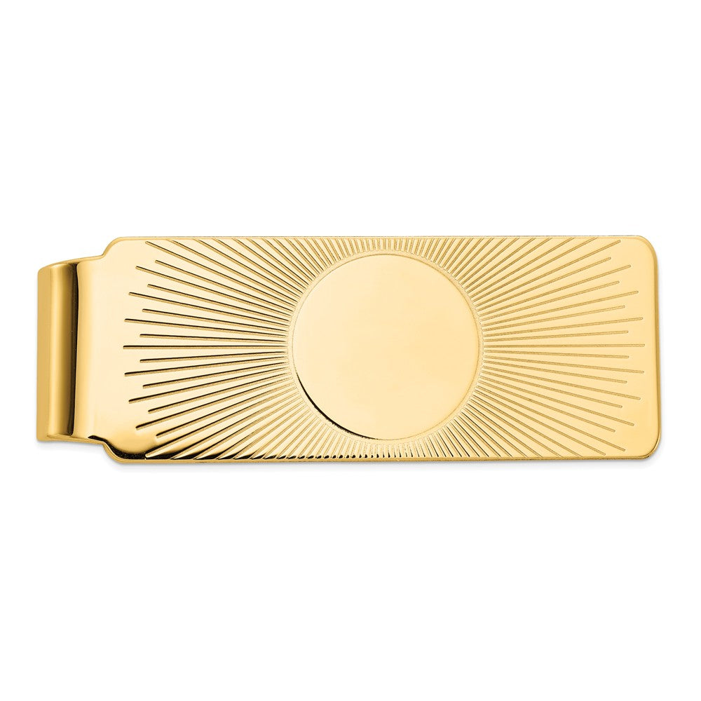 14K Gold Men's Polished Sunburst Money Clip Engravable Elegance Main image