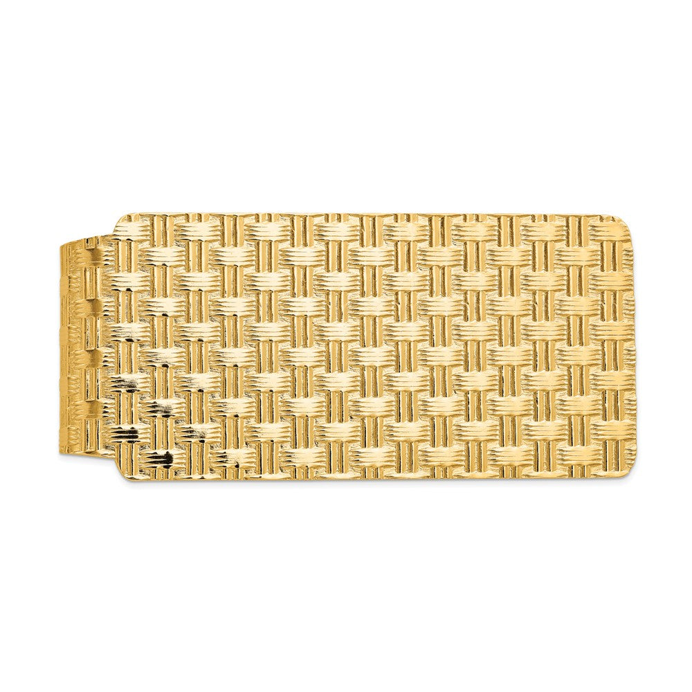 14K Men's Textured Basketweave Polished Money Clip