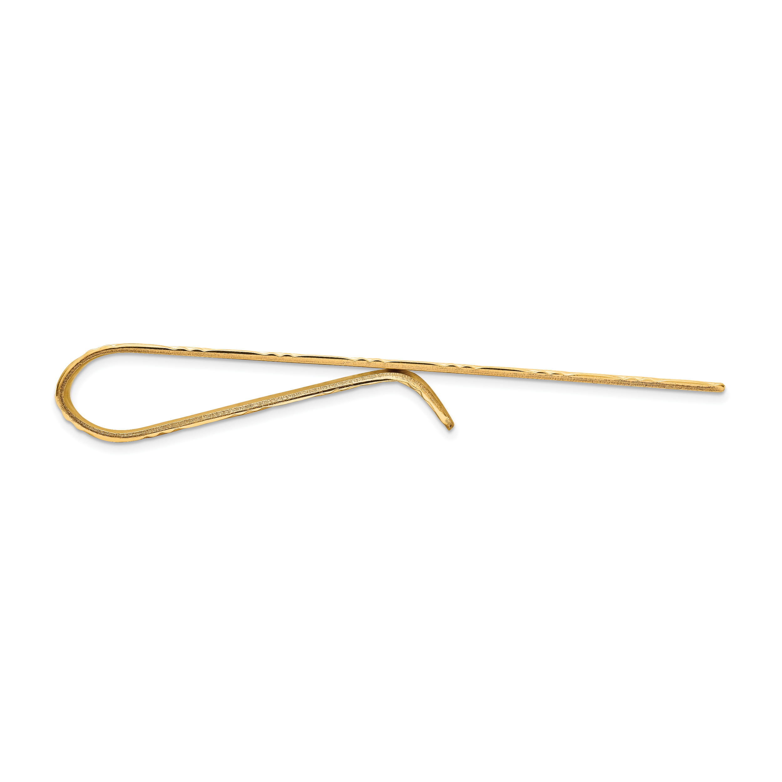 14K Gold Men's Textured Basketweave Tie Bar with Polished Finish Secondary image