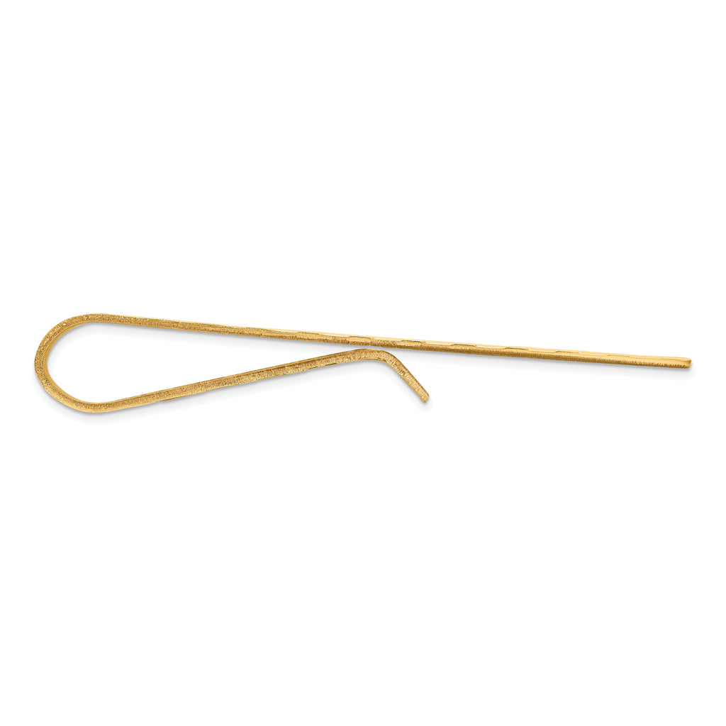 14K Gold Men's Polished Textured Tie Bar Elegant Design