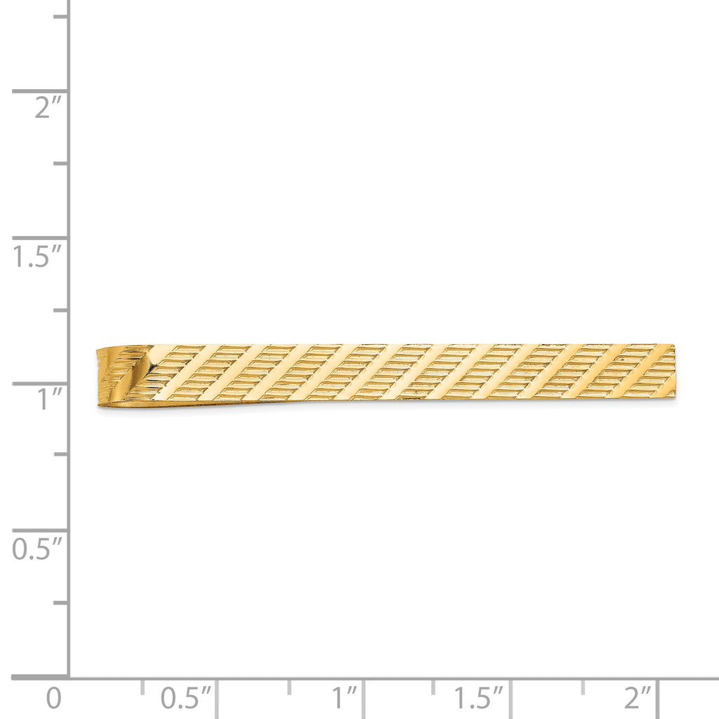 14K Gold Men's Polished Textured Tie Bar Elegant Design