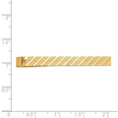 14K Gold Men's Polished Textured Tie Bar Elegant Design