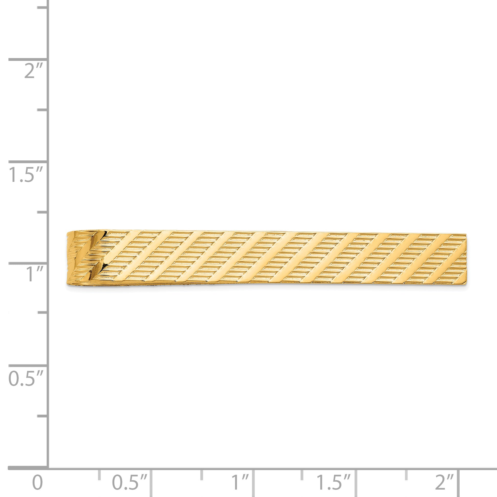14K Gold Men's Textured Tie Bar with Polished Finish