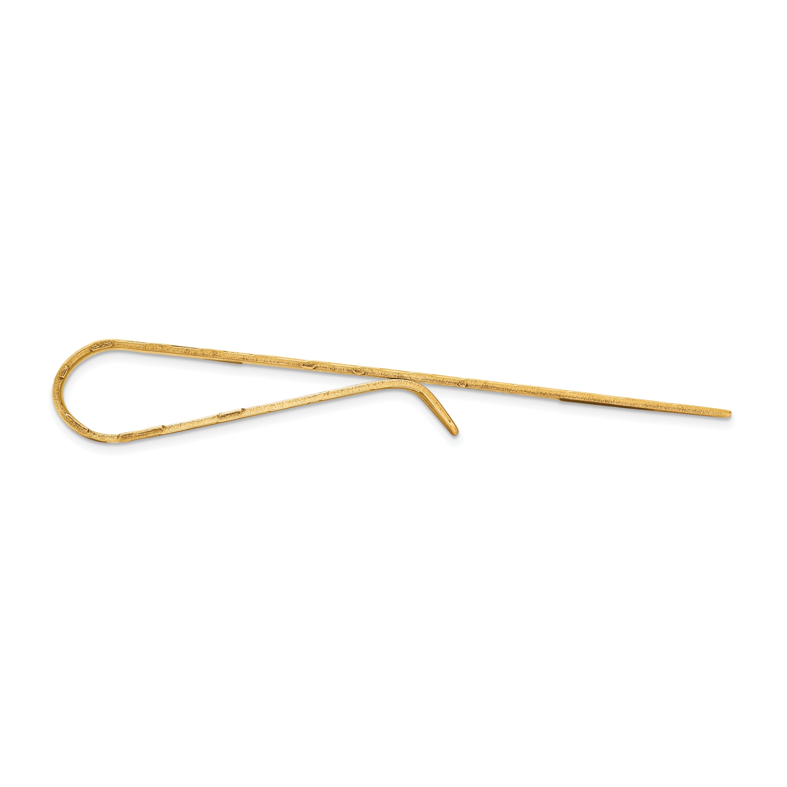 14K Gold Men's Textured Tie Bar with Polished Finish