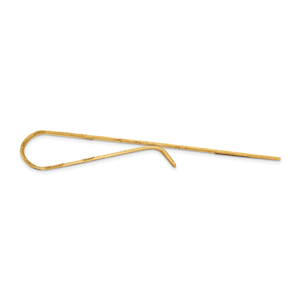 14K Gold Men's Textured Tie Bar with Polished Finish