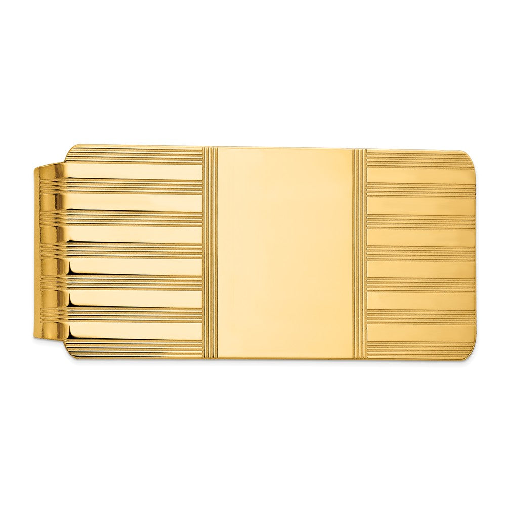 14K Gold Polished Men's Money Clip Engravable and Elegant AcceSterling Silverory