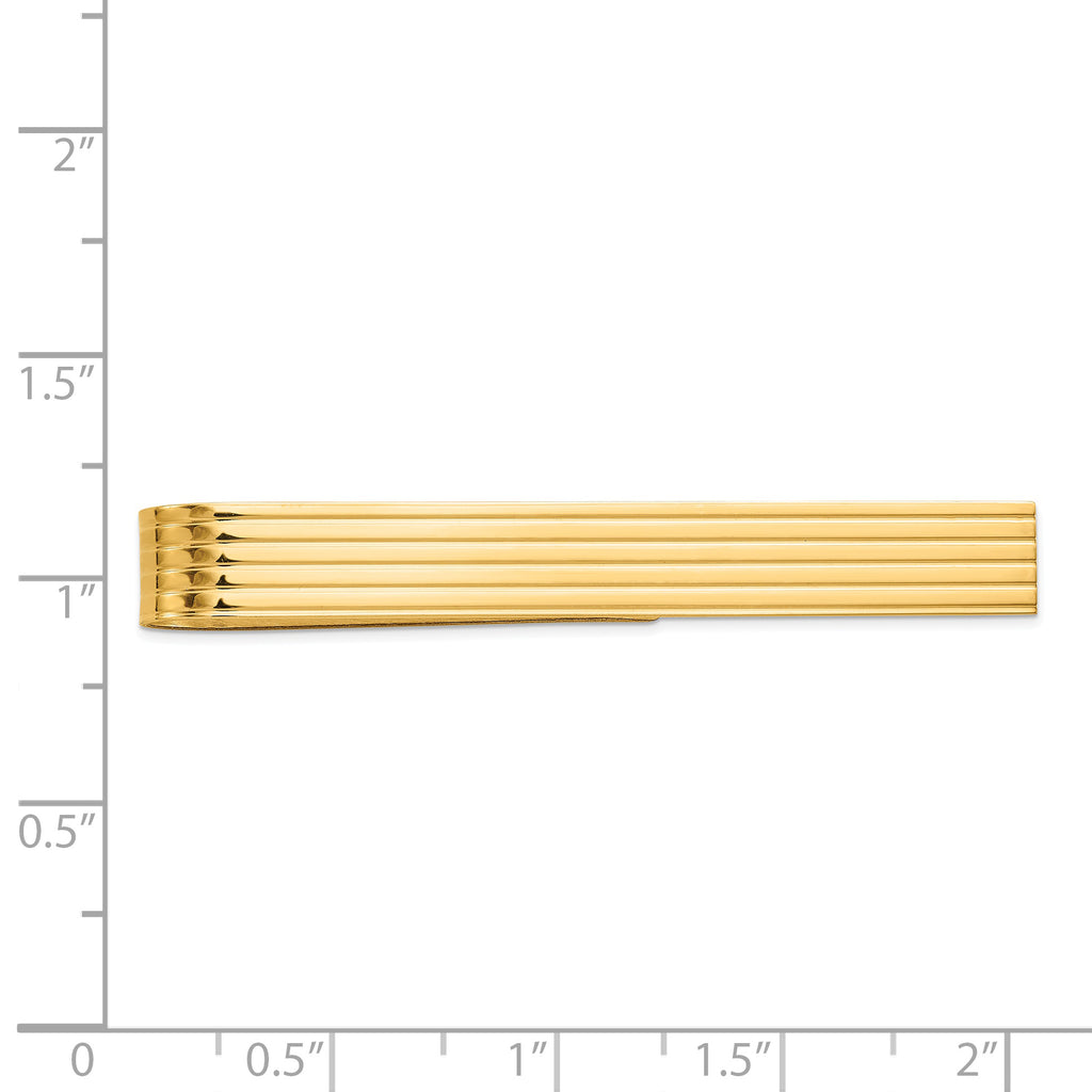 Sophia Jewelers 14K Gold Men's Grooved Polished Tie Bar