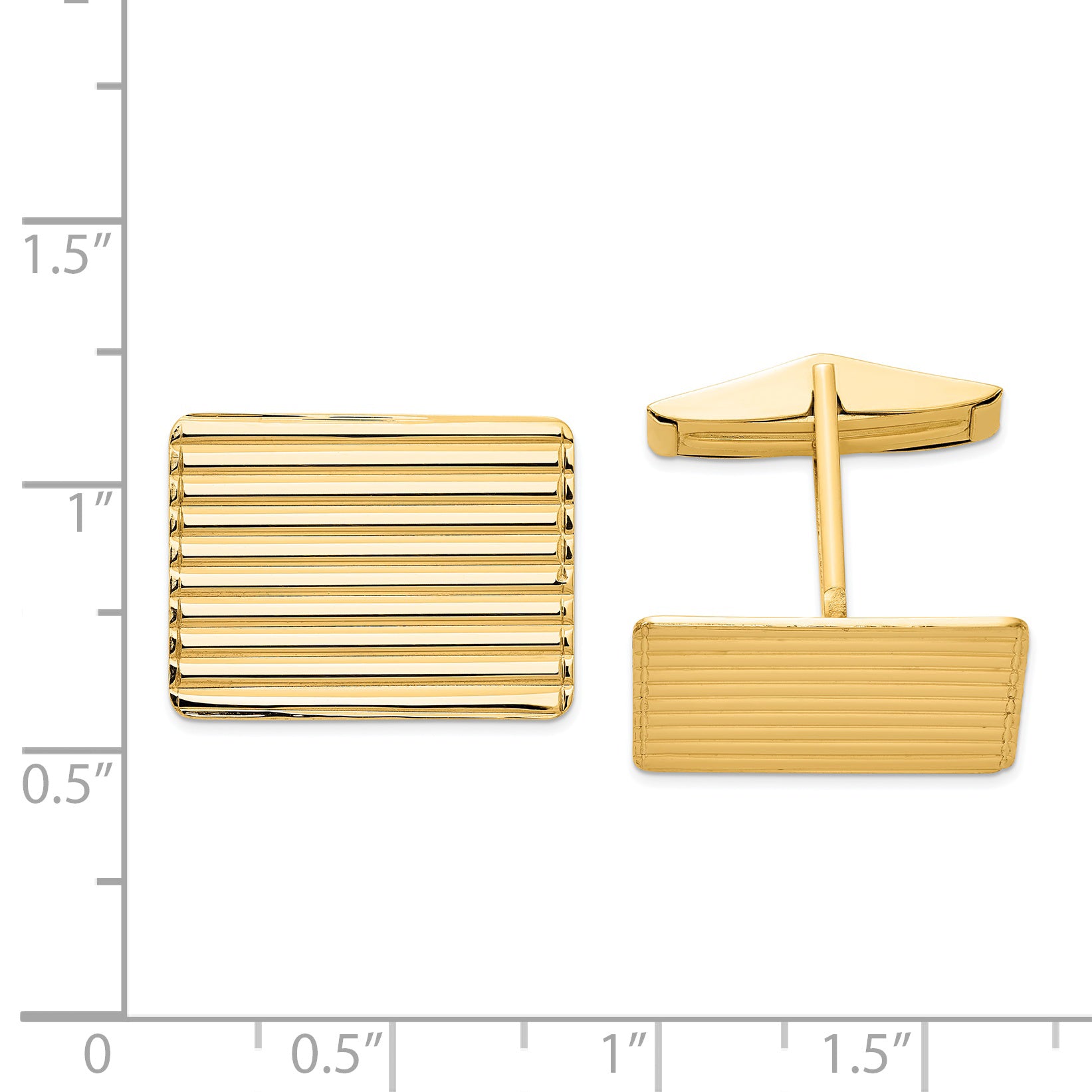 14K Gold Men's Grooved Cuff Links with Polished Finish