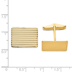 14K Gold Men's Grooved Cuff Links with Polished Finish