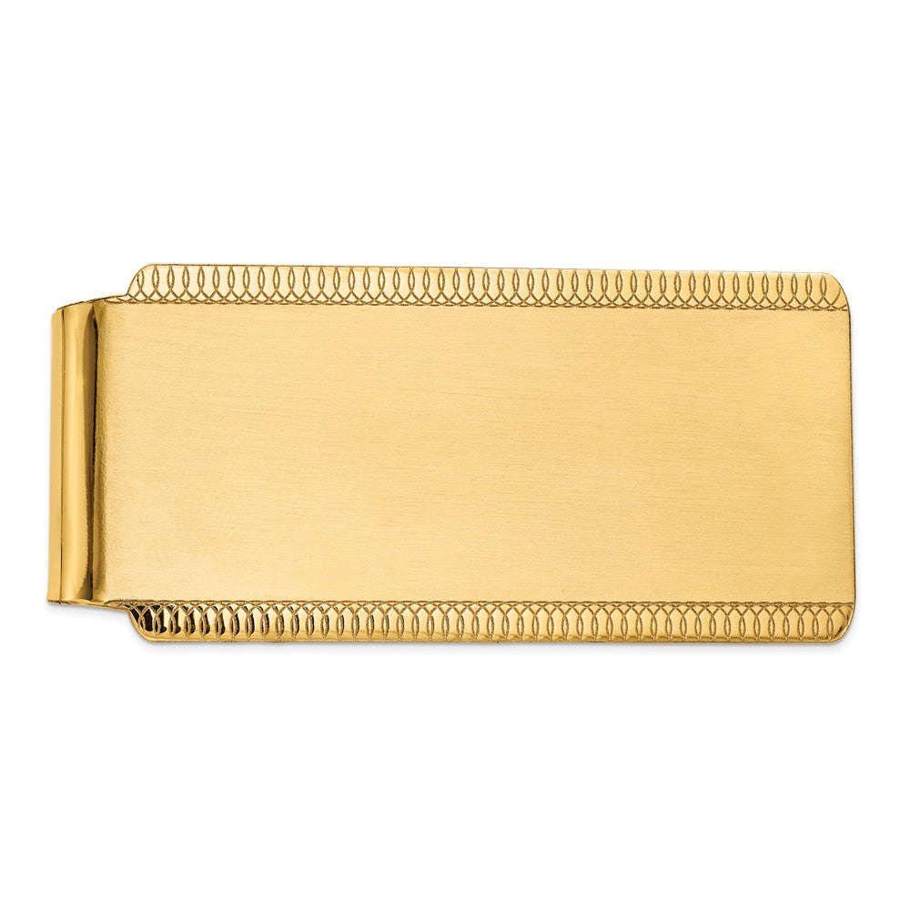 14K Gold Men's Engravable Sandblast Edge Money Clip with Brushed Finish Main image