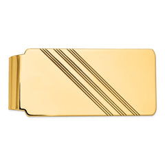 14K Men's Grooved Polished Money Clip