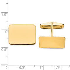 14K Gold Men's Rectangular Cuff Links with Polished Finish, Engravable Design