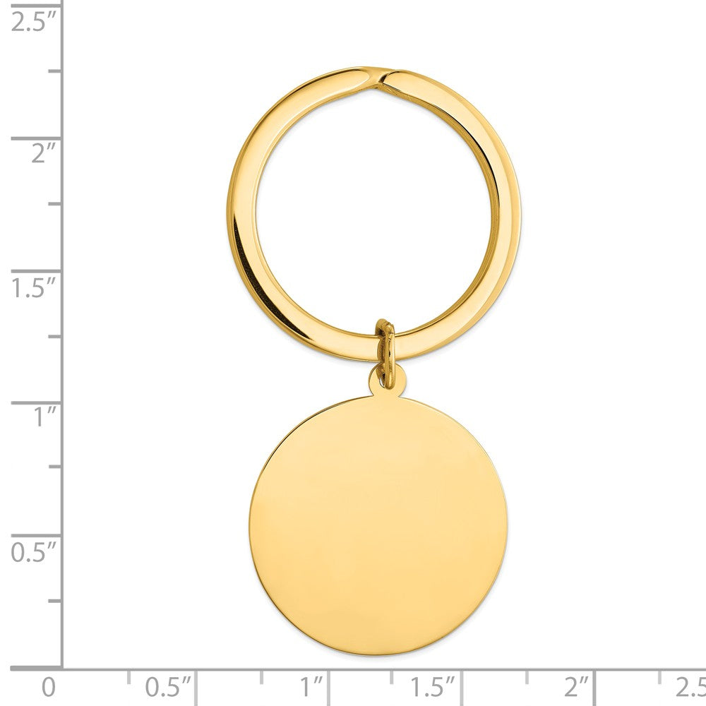 14K Gold Unisex Engravable Polished Disc Key Ring by Sophia Jewelers Secondary image