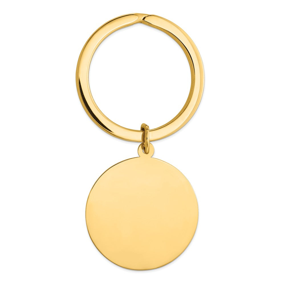 14K Gold Unisex Engravable Polished Disc Key Ring by Sophia Jewelers Main image