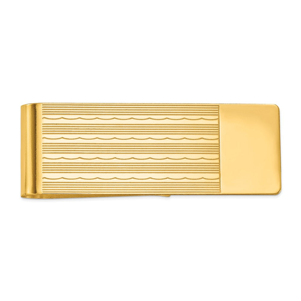 14K Gold Men's Engravable Textured Money Clip with Polished Finish Main image