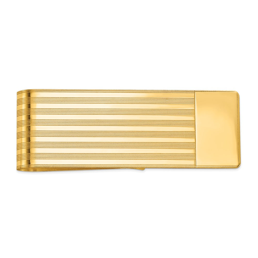 14K Gold Men's Polished Grooved Money Clip Engravable Sophisticated Design Main image