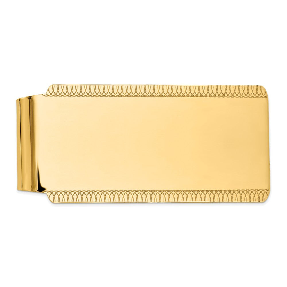 14K Gold Polished Men's Money Clip with Engravable Design