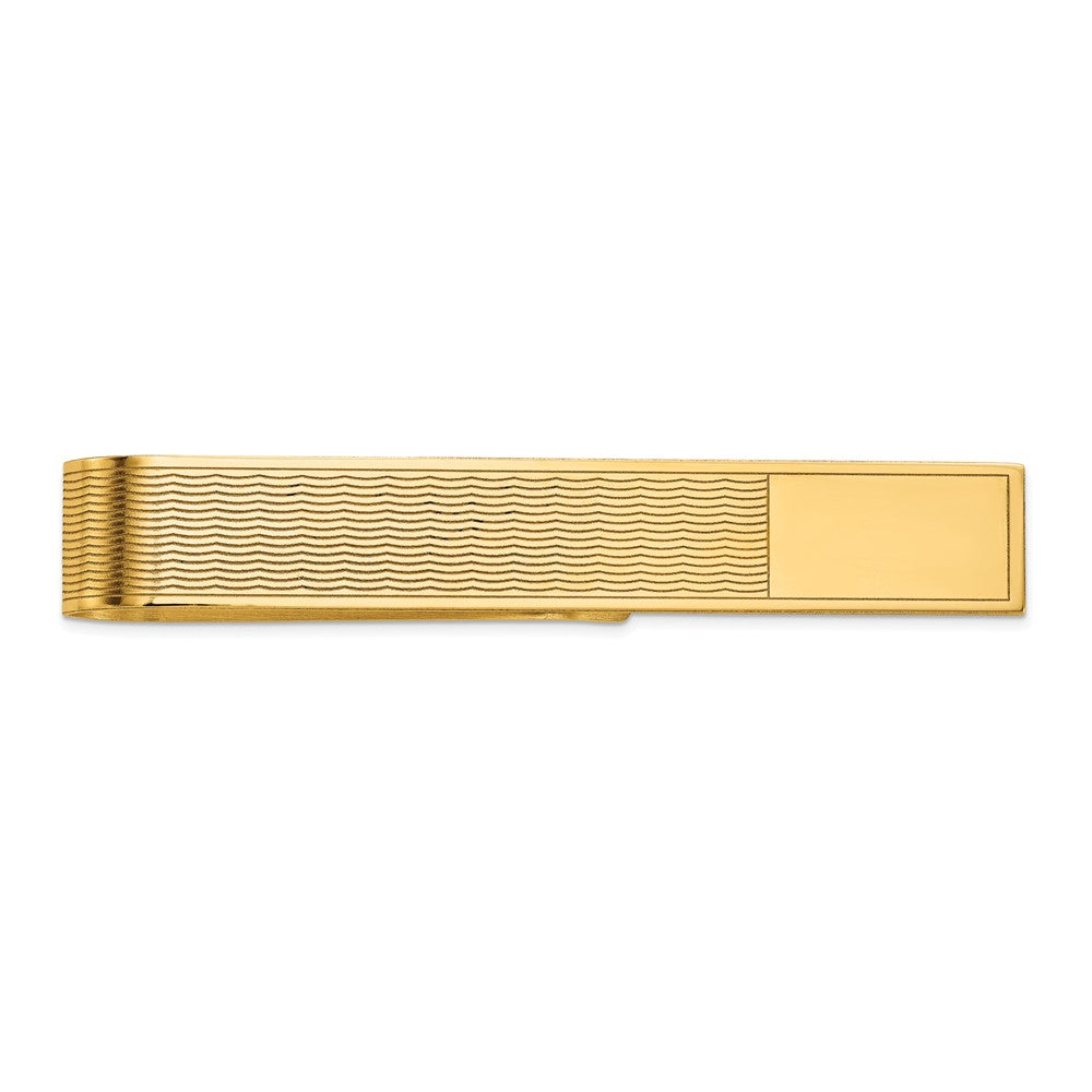14K Gold Men's Engravable Grooved Tie Bar by Sophia Jewelers
