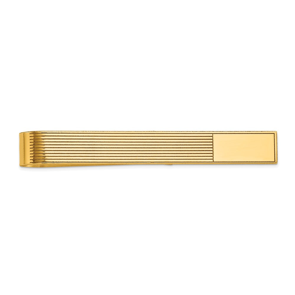 14K Gold Men's Engravable Grooved Tie Bar by Sophia Jewelers