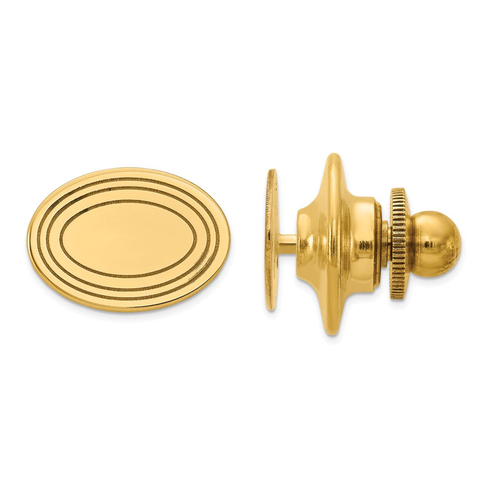 Sophia Jewelers 14K Gold Men's Engravable Tie Tac with Polished Oval Design
