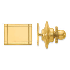 14K Gold Men's Rectangular Tie Tac with Polished Engravable Design
