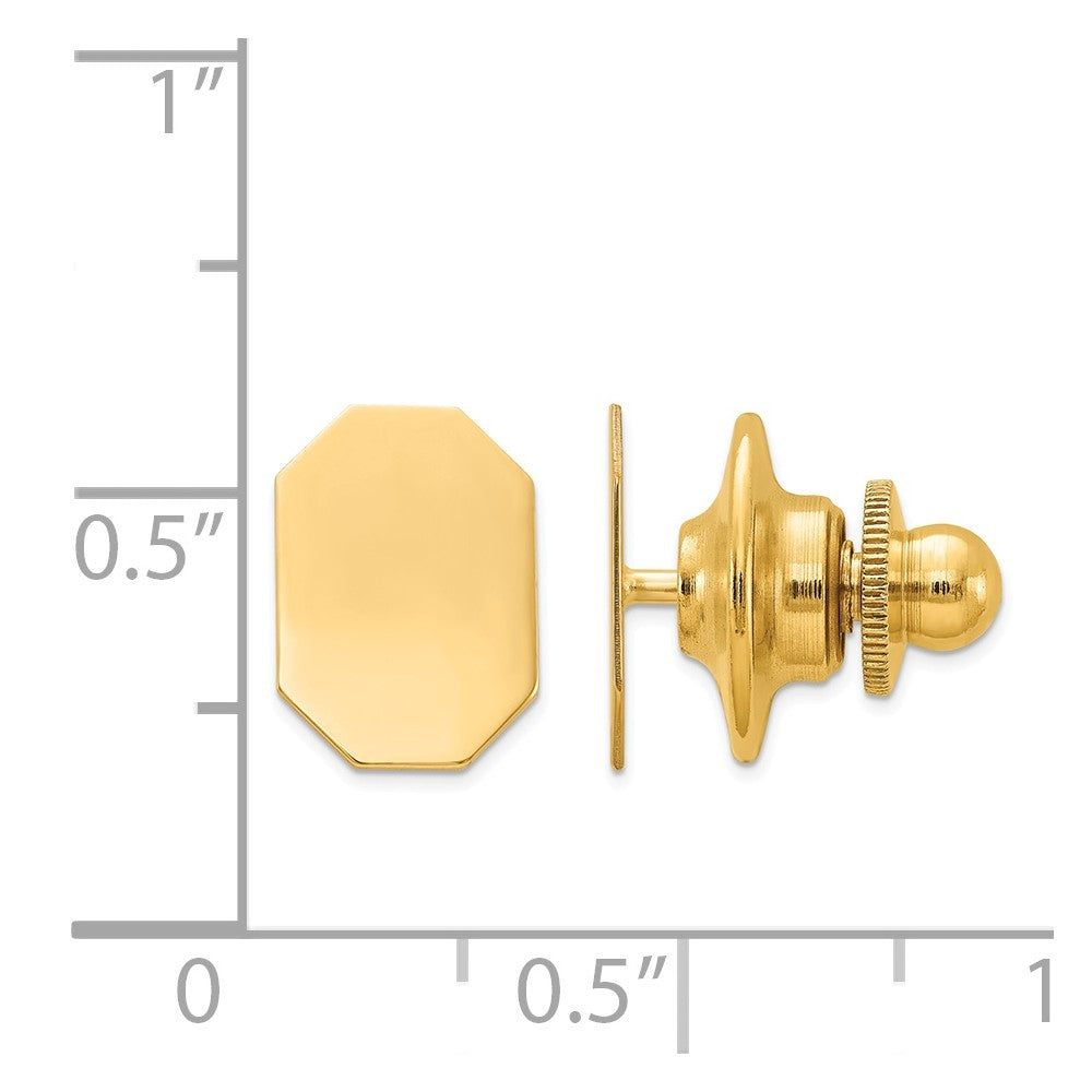 14K Gold Men's Engravable Octagon Tie Tac with Polished Finish Secondary image