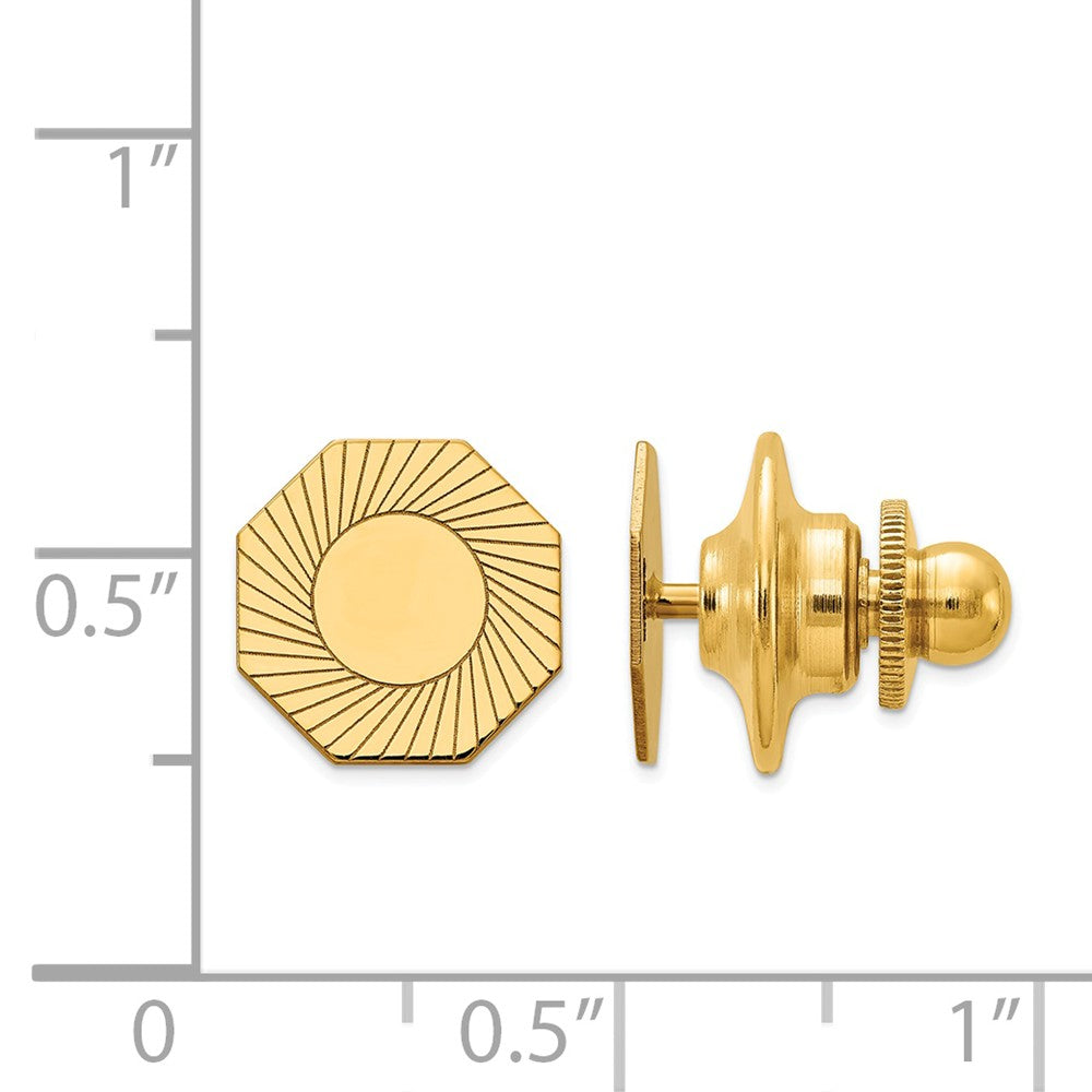 14K Gold Men's Polished Tie Tac with Grooved Design Engravable Secondary image