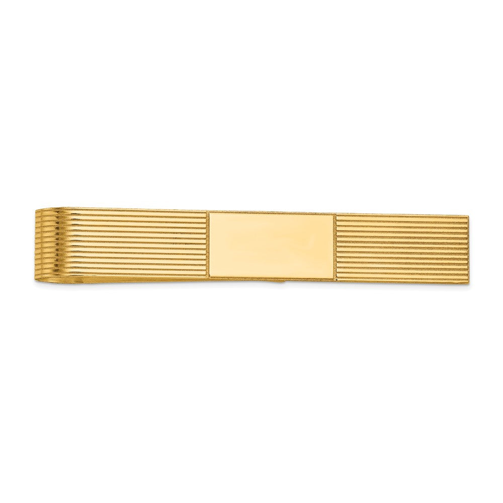 14K Men's Grooved Engravable Tie Bar