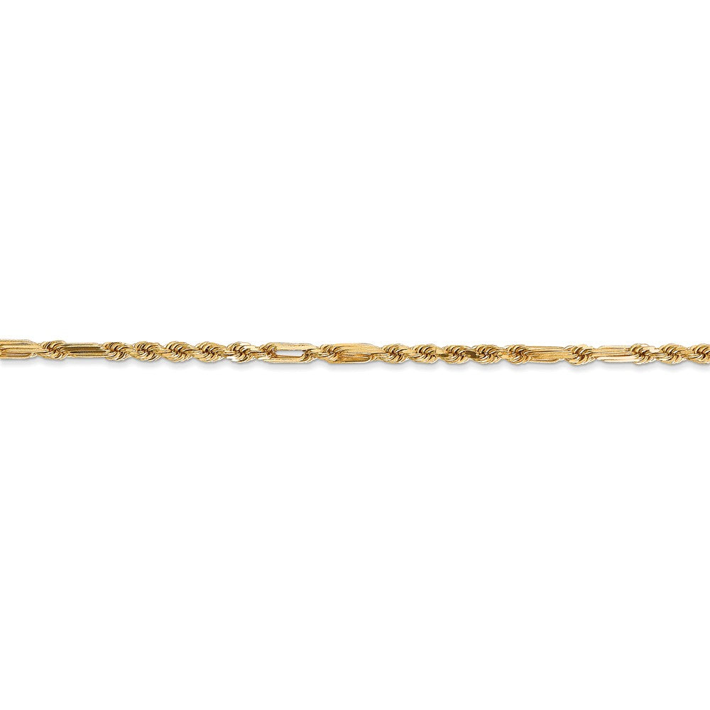 14K Gold Solid Milano Rope Necklace with Diamond-Cut Texture