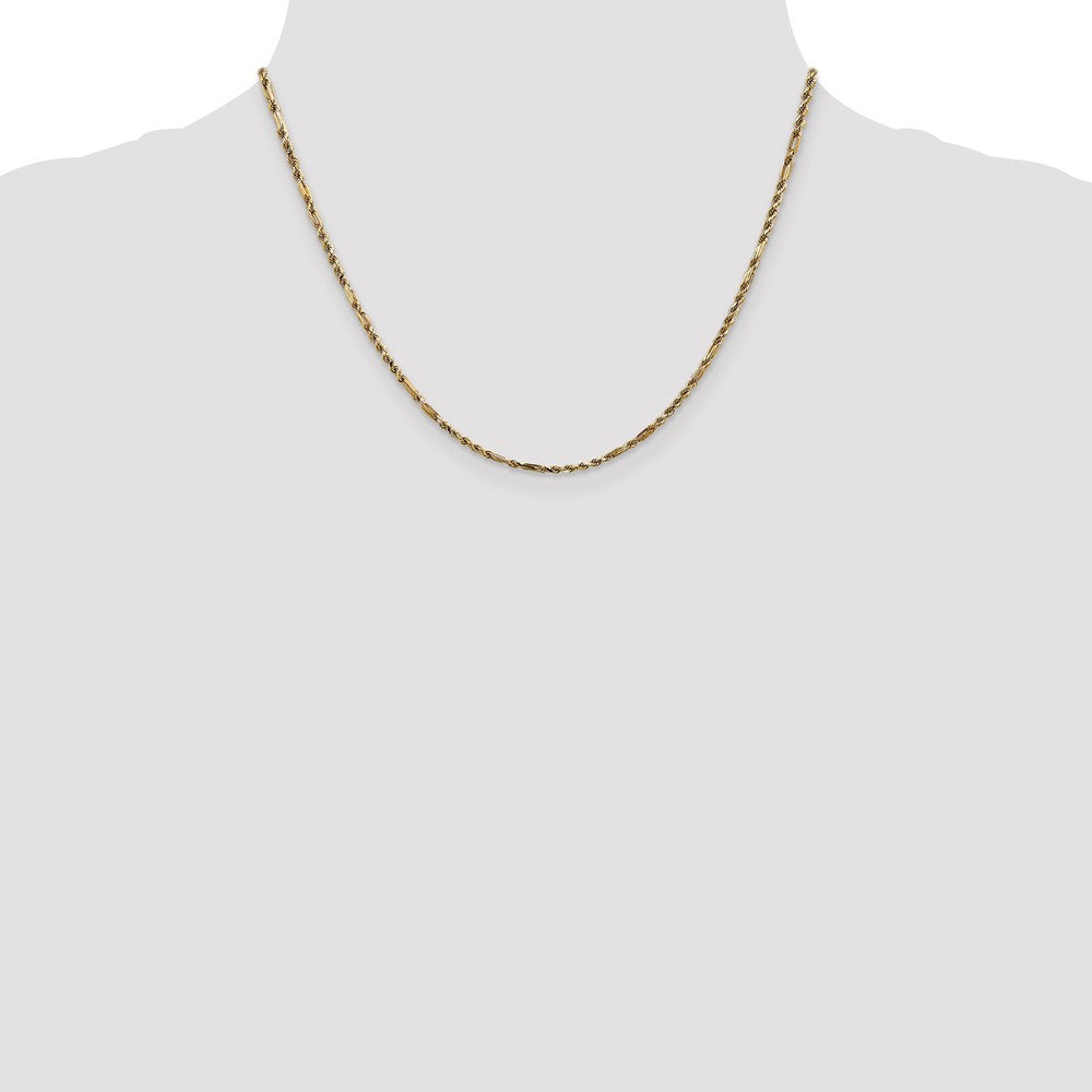 14K Gold Solid Milano Rope Necklace with Diamond-Cut Texture