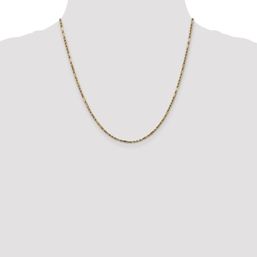 14K Gold Solid Milano Rope Necklace with Diamond-Cut Texture