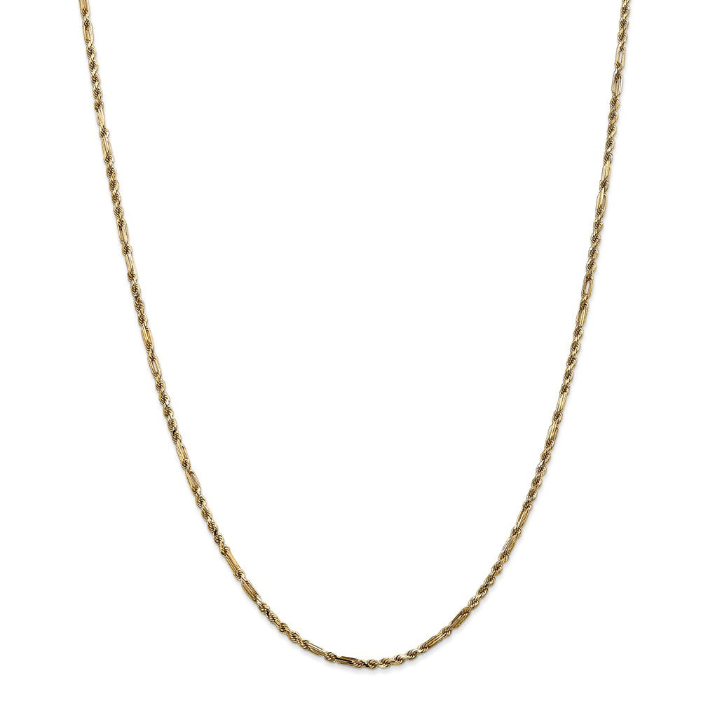 14K Gold Solid Milano Rope Necklace with Diamond-Cut Texture