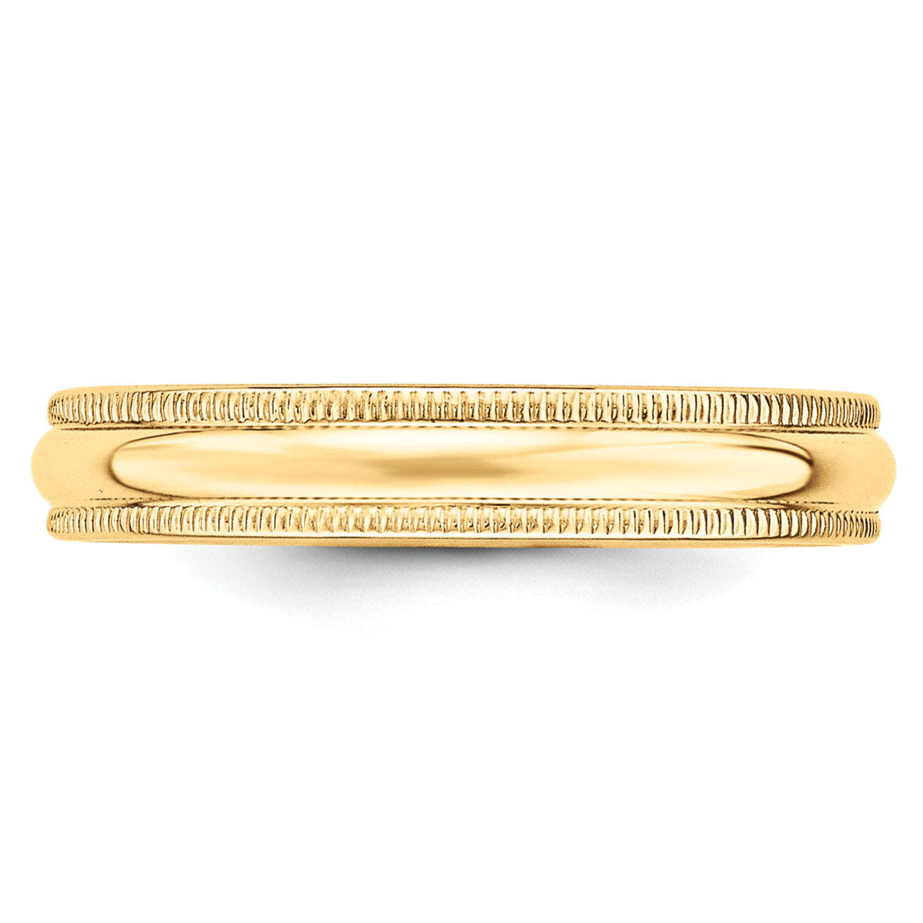 14k Yellow Gold 4mm Lightweight Milgrain Half Round Wedding Band Size 4 - 4