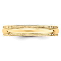 14k Yellow Gold 4mm Lightweight Milgrain Half Round Wedding Band Size 4 - 4