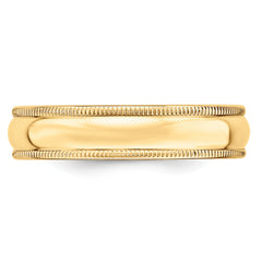 14k Yellow Gold 5mm Lightweight Milgrain Half Round Wedding Band Size 4 - 4