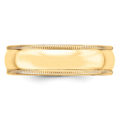 14k Yellow Gold 6mm Lightweight Milgrain Half Round Wedding Band Size 4 - 4
