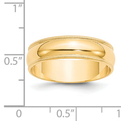 14k Yellow Gold 6mm Lightweight Milgrain Half Round Wedding Band Size 4 - 4
