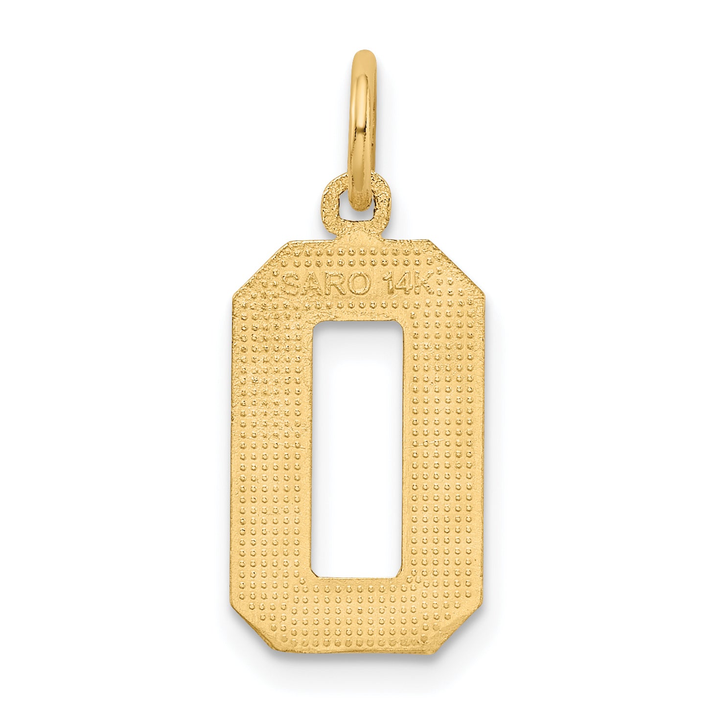 14K Gold Diamond-Cut Number 0 Charm Polished Medium Pendant