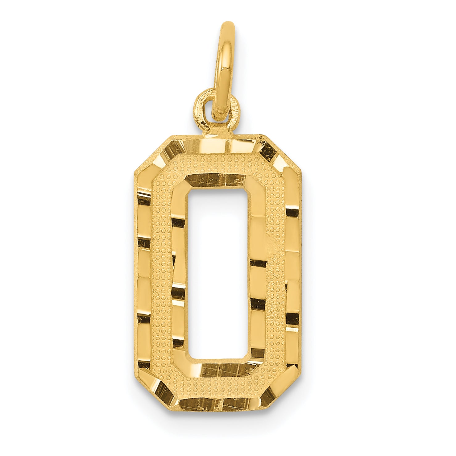 14k Medium Diamond-cut Number 0 Charm Main image