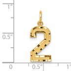 14K Gold Diamond-Cut Number 2 Charm with Polished Finish