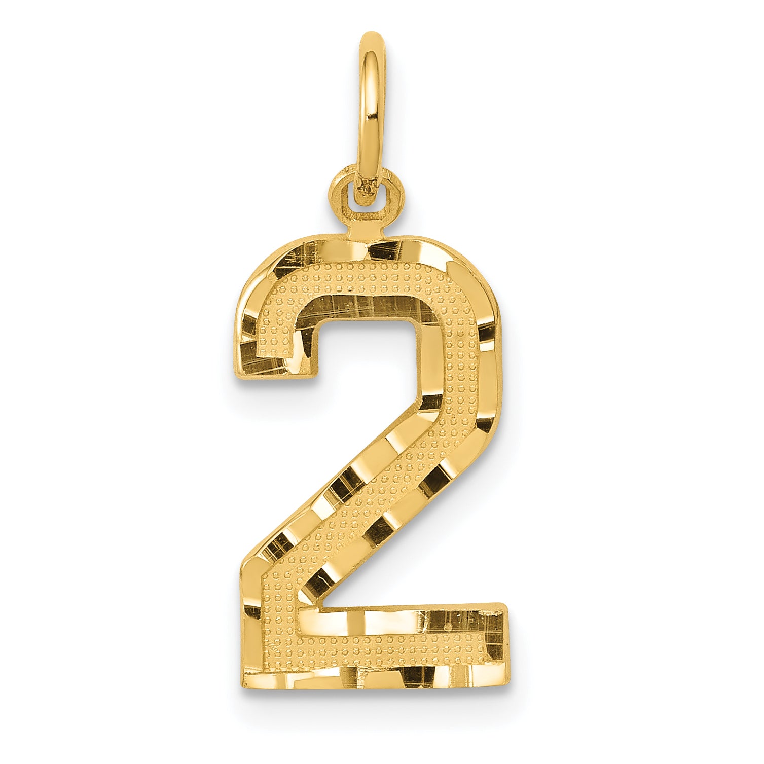 14k Medium Diamond-cut Number 2 Charm Main image