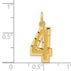 14K Gold Diamond-Cut Number 4 Charm  Polished Medium-Length Pendant