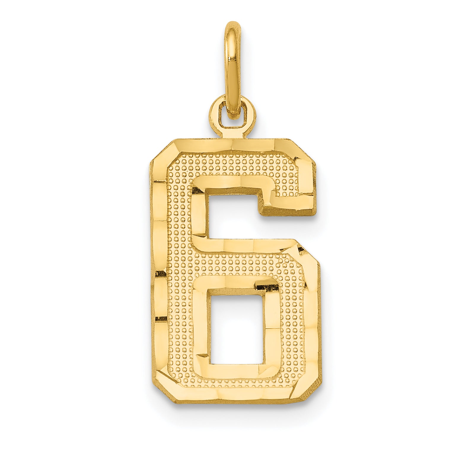 14k Medium Diamond-cut Number 6 Charm Main image