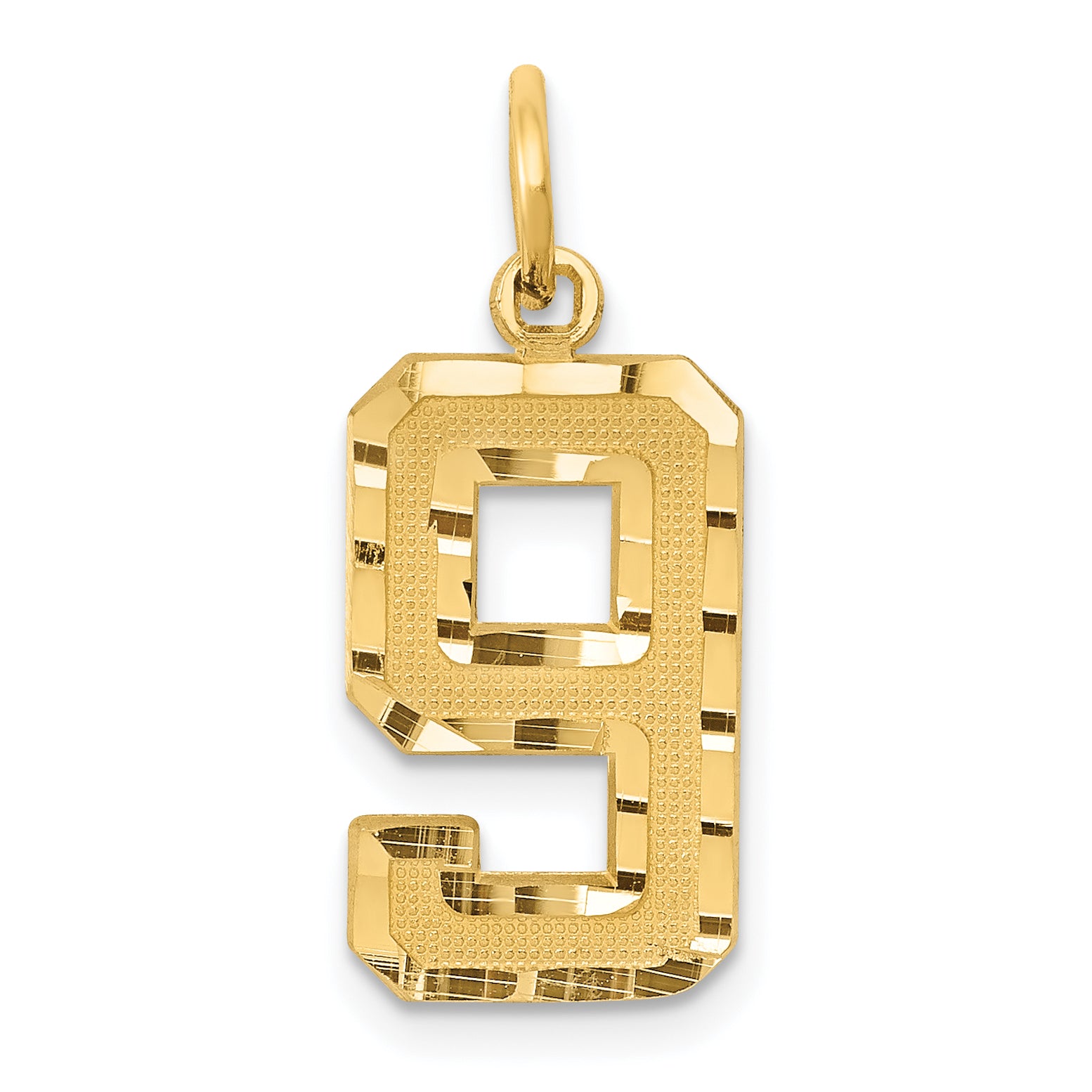 14k Medium Diamond-cut Number 9 Charm Main image